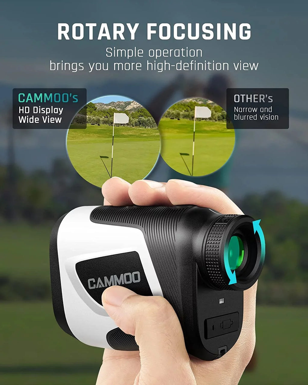 Ashfly Golf Rangefinder with Sizelope, 1100Y Range Finder Golfing with 5 Mode, 6X Magnification, USizeB Charging, Clear & Accurate Measurement, Vibration Alert, for Golfing, Hunting, Measurement - M1000