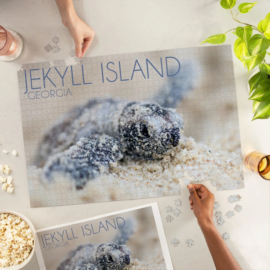 Lantern Press 1000 Piece Jigsaw Puzzle, Jekyll Island, Georgia, Hawksbill Turtle Hatching