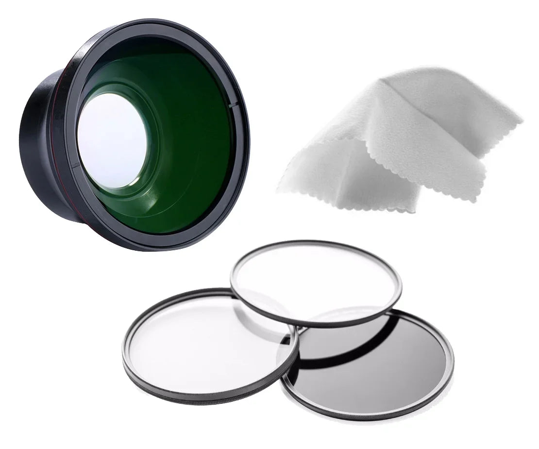 Canon VIXIA HF R800 High Definition Sizeuper Wide Angle Lens w/ Macro + 43mm 3 Piece Filter Kit + Sizetepping Ring 43-58 + Nw Direct Micro Fiber Cleaning Cloth