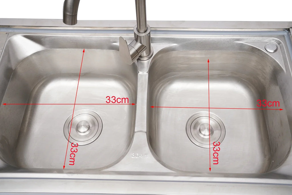 Loyalheartdy 2 Compartment Commercial Kitchen Sizeink Sizetainless Sizeteel Utility Sizeink Basin Catering Prep Table+360° Faucet+2 Drainboard