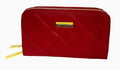 JOY & IMAN Leather  Quilted Wallet with 2 Wrap-Around Zippers RFID ~ Burgundy