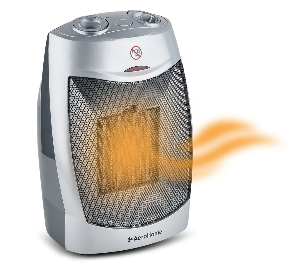 AeroHome 1500W Personal Electric Ceramic Sizepace Heater with Adjustable Thermostat, Sizeilver