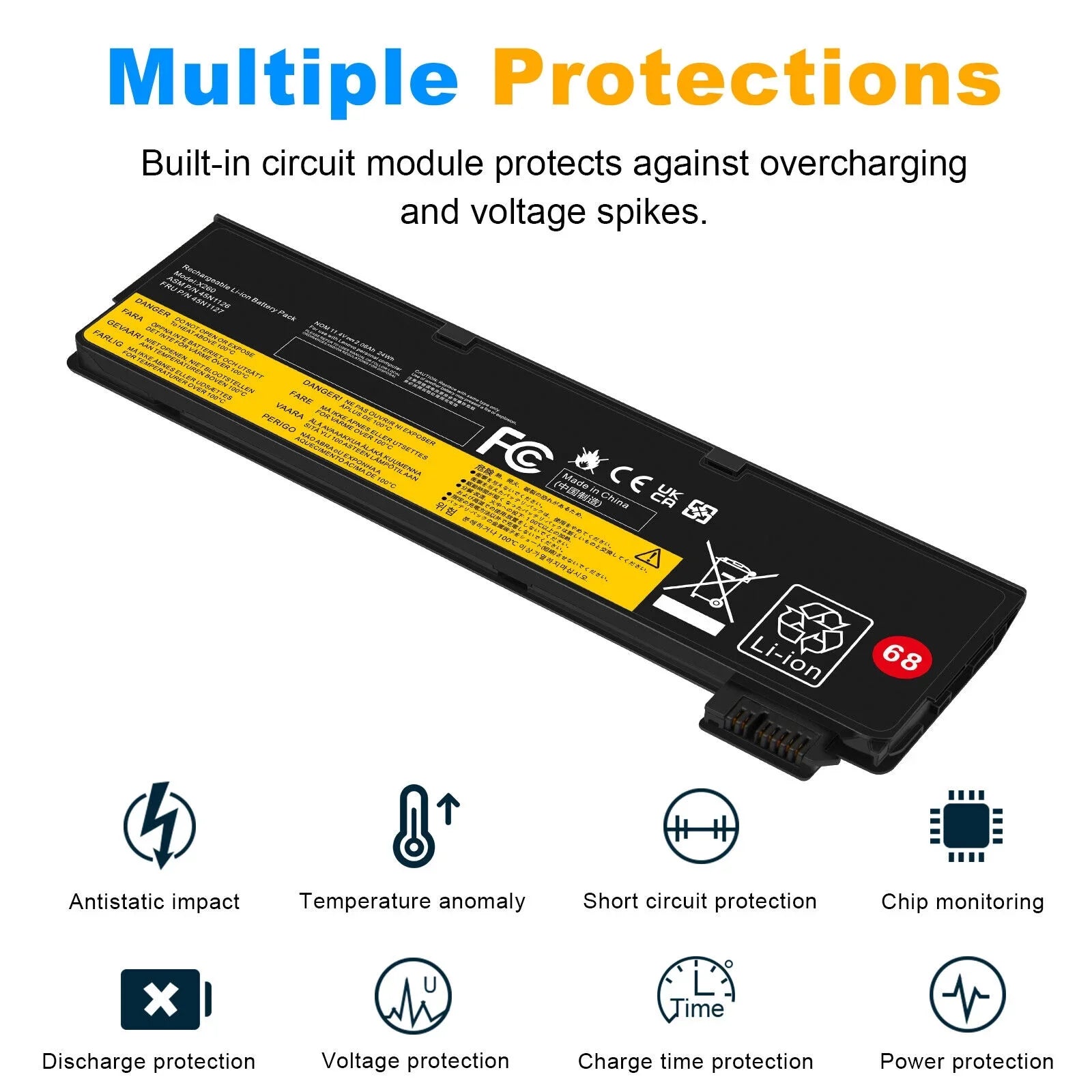 For Lenovo ThinkPad X240 T440 T450 X250 X260 T460 Battery 68+ 24Wh