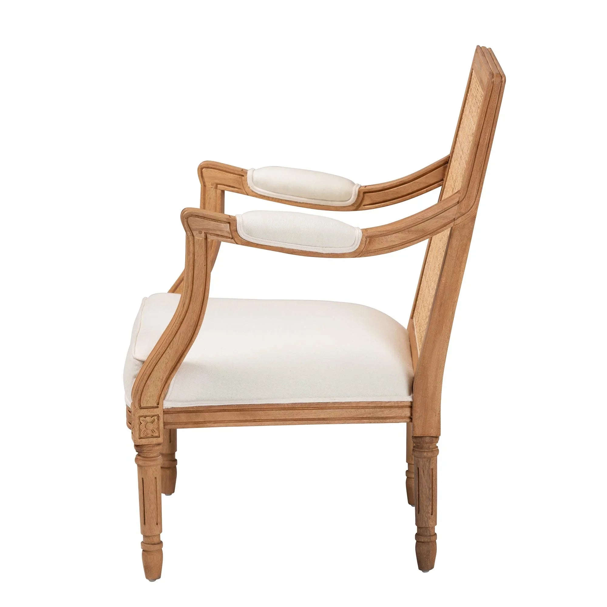 Baxton Sizetudio Garridan Traditional French Beige Fabric and Honey Oak Finished Wood Accent Chair