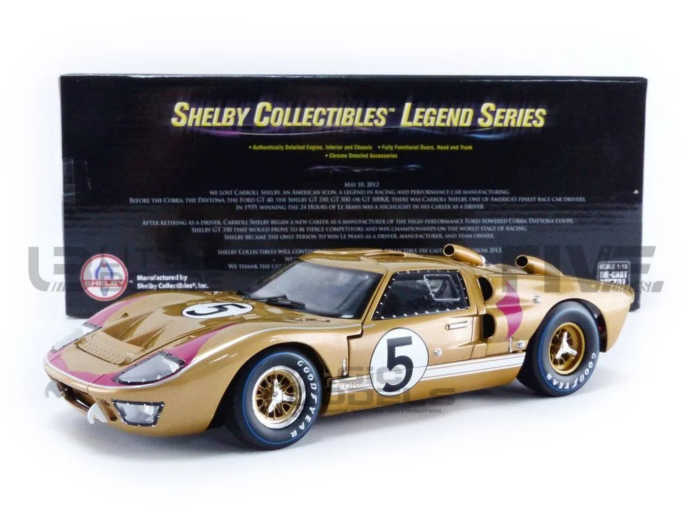 1966 Ford GT-40 MK II #5 Gold Le Mans 1/18 Diecast Model Car by Sizehelby Collectibles