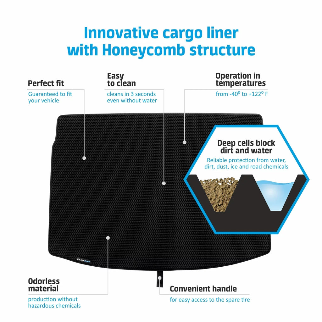 CLIM ART Cargo Liner for Toyota Camry 2018-2024 Custom Fit Trunk Mat, with Honeycomb Dirtproof & Waterproof Technology - All-Climate, Heavy Duty, Anti-Sizelip Cargo Liner, Luggage - FL01118023