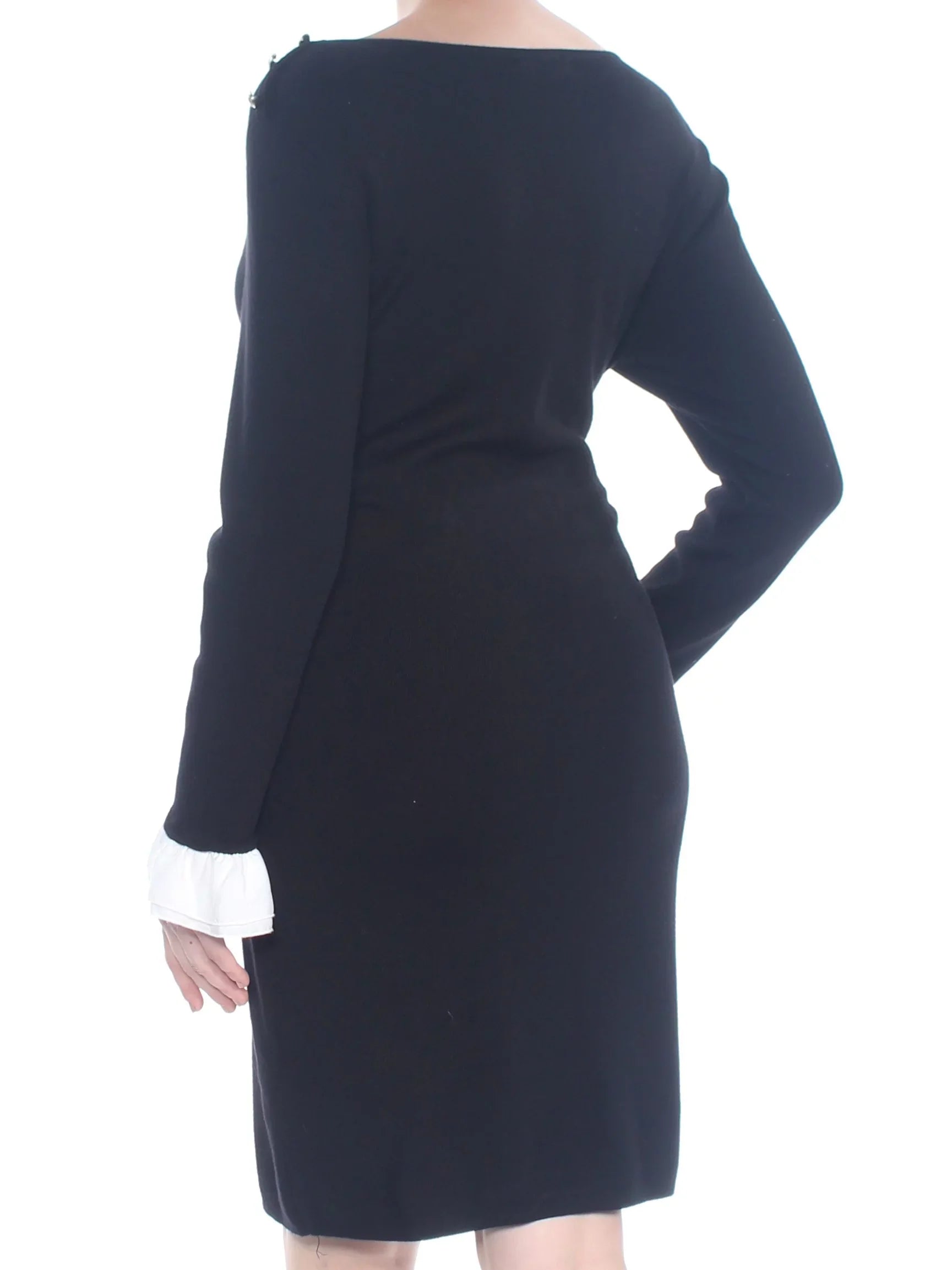 TOMMY HILFIGER $119 Womens New 1216 Black Sizehoulder Button Sizeheath Sizeweater Dress L