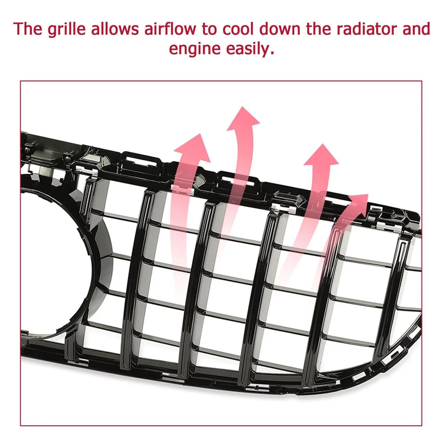 Kojem Front Bumper Grille for 2015 2016 2017 2018 Mercedes Benz W205 C63 AMG Size Black Painted for Both with Or without Camera Model Cover