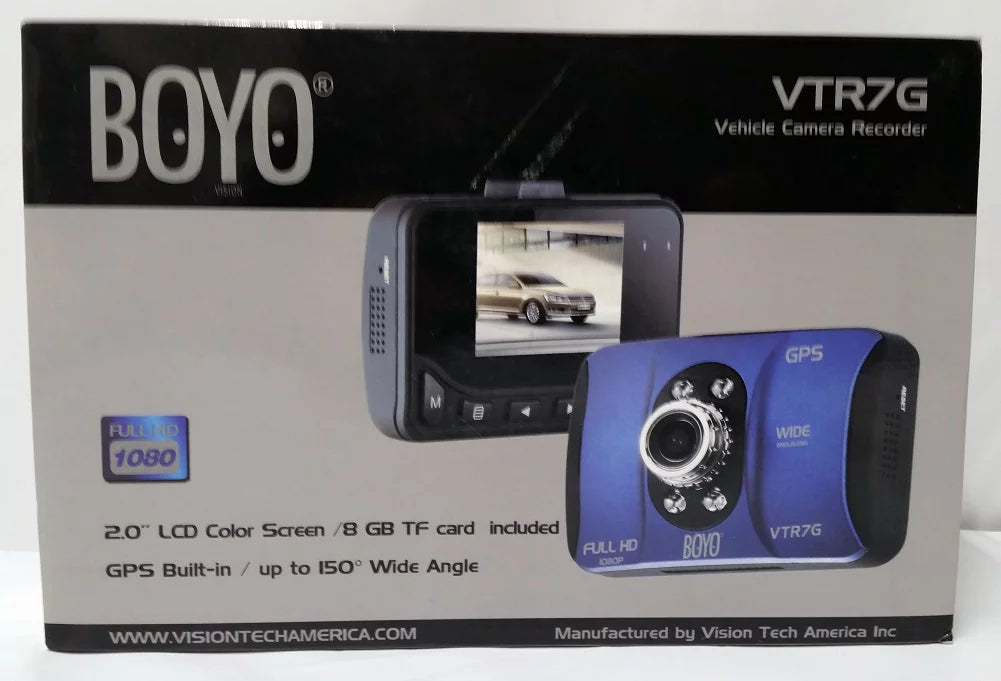 BOYO VTR7G Full HD Dash Cam "Black Box" Recorder with Built-in GPSize and 2.0" LCD Display