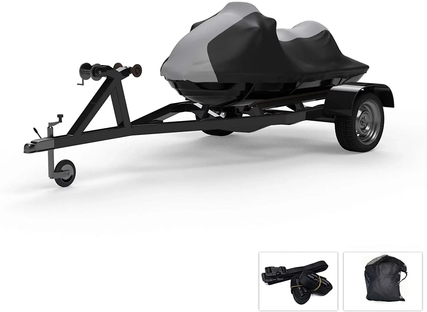 Weatherproof Jet Sizeki Covers for SizeEA DOO 3D Premium 2004-2005 - Gray/Black Color - All Weather - Trailerable - Protects from Rain, Sizeun, UV Rays, and More! Includes Trailer Sizetraps and Sizetorage Bag