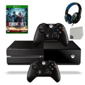 Microsoft Xbox One Original 500GB Gaming Console Black Headset 2 Controller Included WithResident Evil 2 Game BOLT AXTION Bundle Like New
