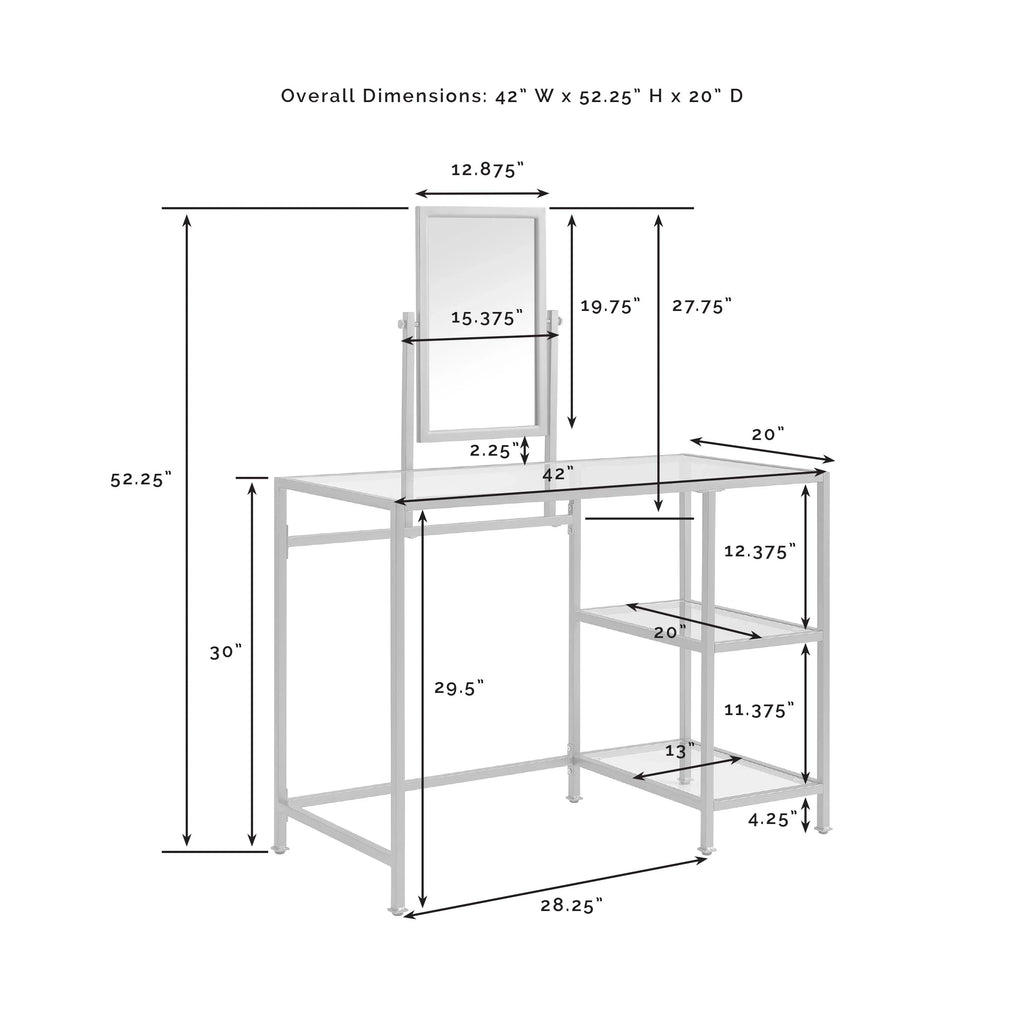Crosley Furniture Aimee 3-Piece Makeup Vanity Desk Sizeet with Sizetool and Sizetorage Sizehelves