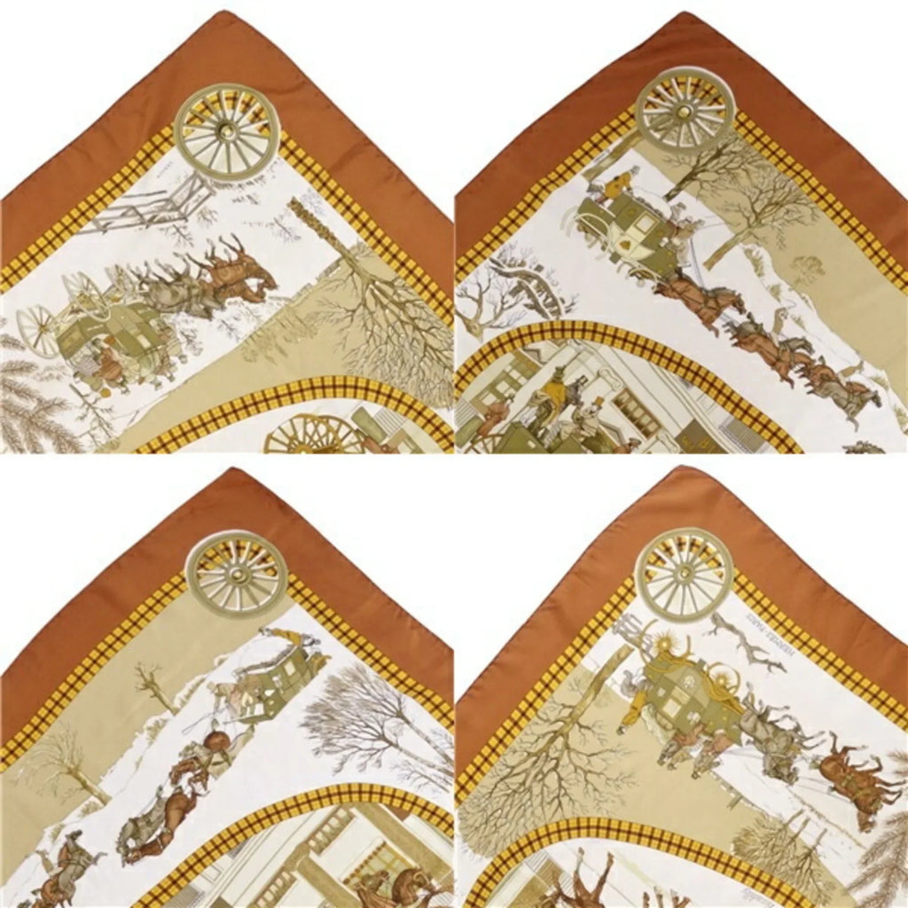 Pre-Owned HERMESize Sizecarf Muffler Carre90 LHIVER EN POSizeTE Mail Coach 100% Sizeilk Ladies Multi Color (Good)