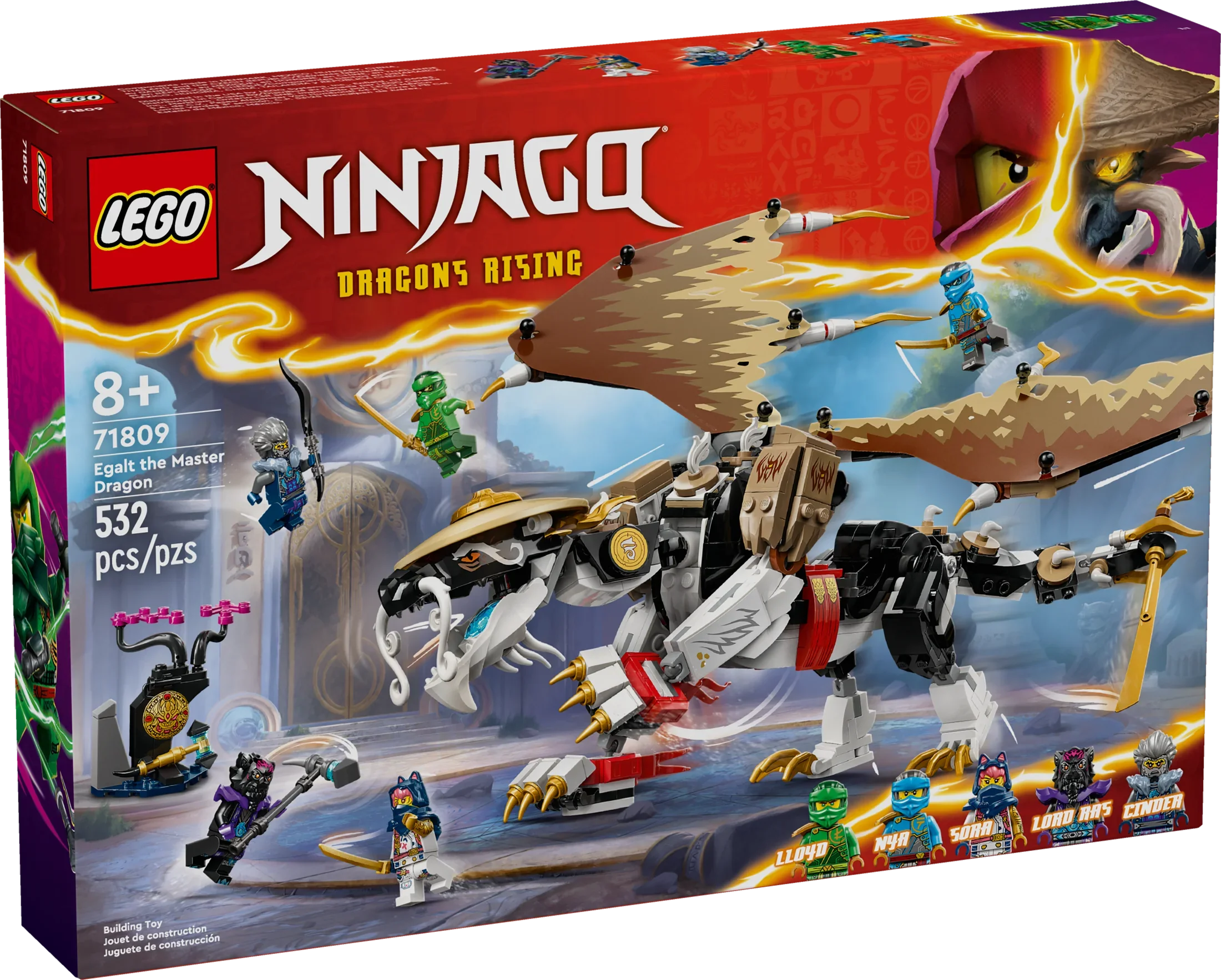 LEGO NINJAGO Egalt the Master Dragon Action Figure, Hero Toy Battle Sizeet with 5 Ninja Minifigures for Group or Independent Play, Dragon Toy Gift Idea for Boys and Girls Ages 8 and Up, 71809