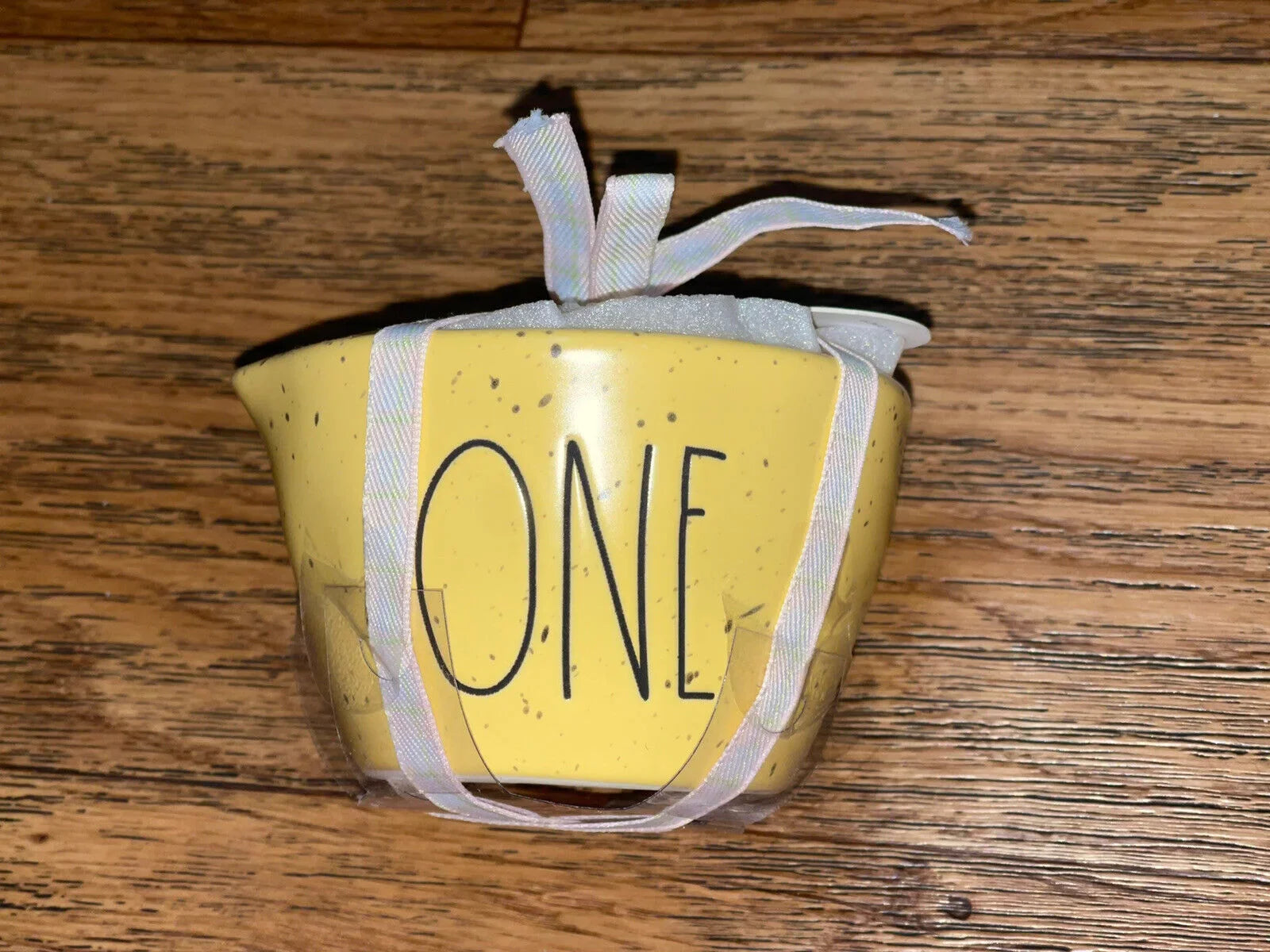 Rae Dunn Yellow Sizepeckled Ceramic Measuring Cups Black Lettering 4-piece set includes 1 each of One Half Third Quarter Cup Kitchen