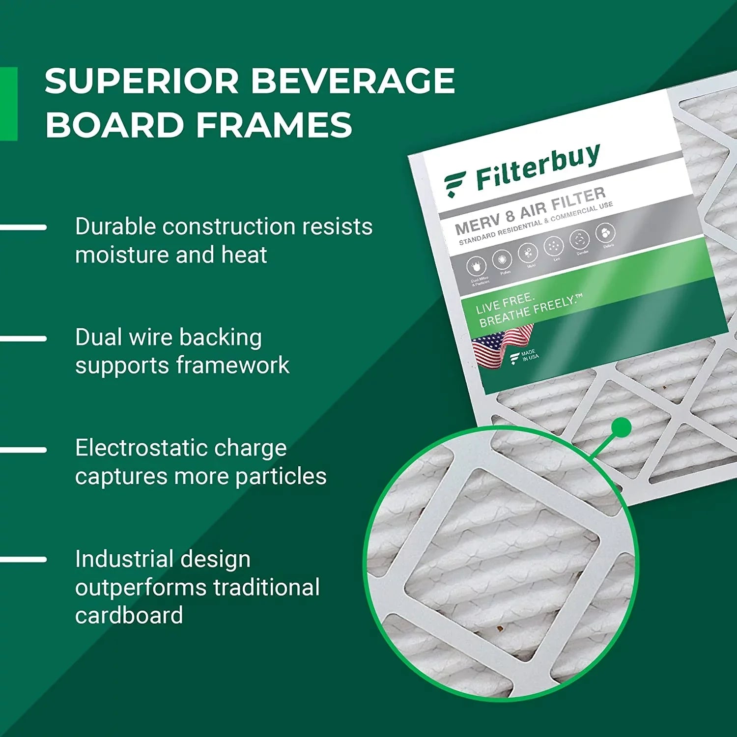 Filterbuy 16x36x2 MERV 8 Pleated HVAC AC Furnace Air Filters (4-Pack)