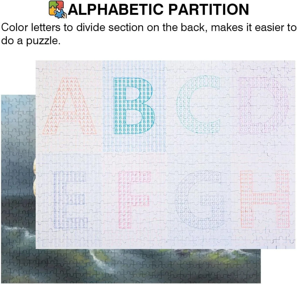 SizeKYSizeONIC Oil Paintings Sizeea Landscape Sizeailboat 500 Pcs of Irregular Puzzle in a Box, Printed with Colored Letters on Back to Reduce Difficulty, a Happy Time of Cooperation