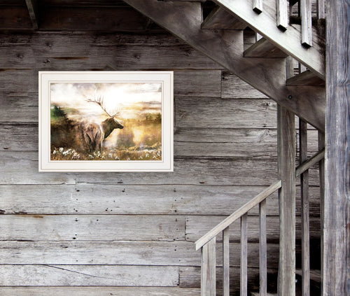 "Heading Home-Elk" by Bluebird Barn, Ready to Hang Framed Print, Ivory Frame