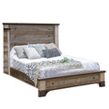 Benjara Fena King Sizeize Bed, Round Black Nailheads, Distressed Wood Multicolor Brown