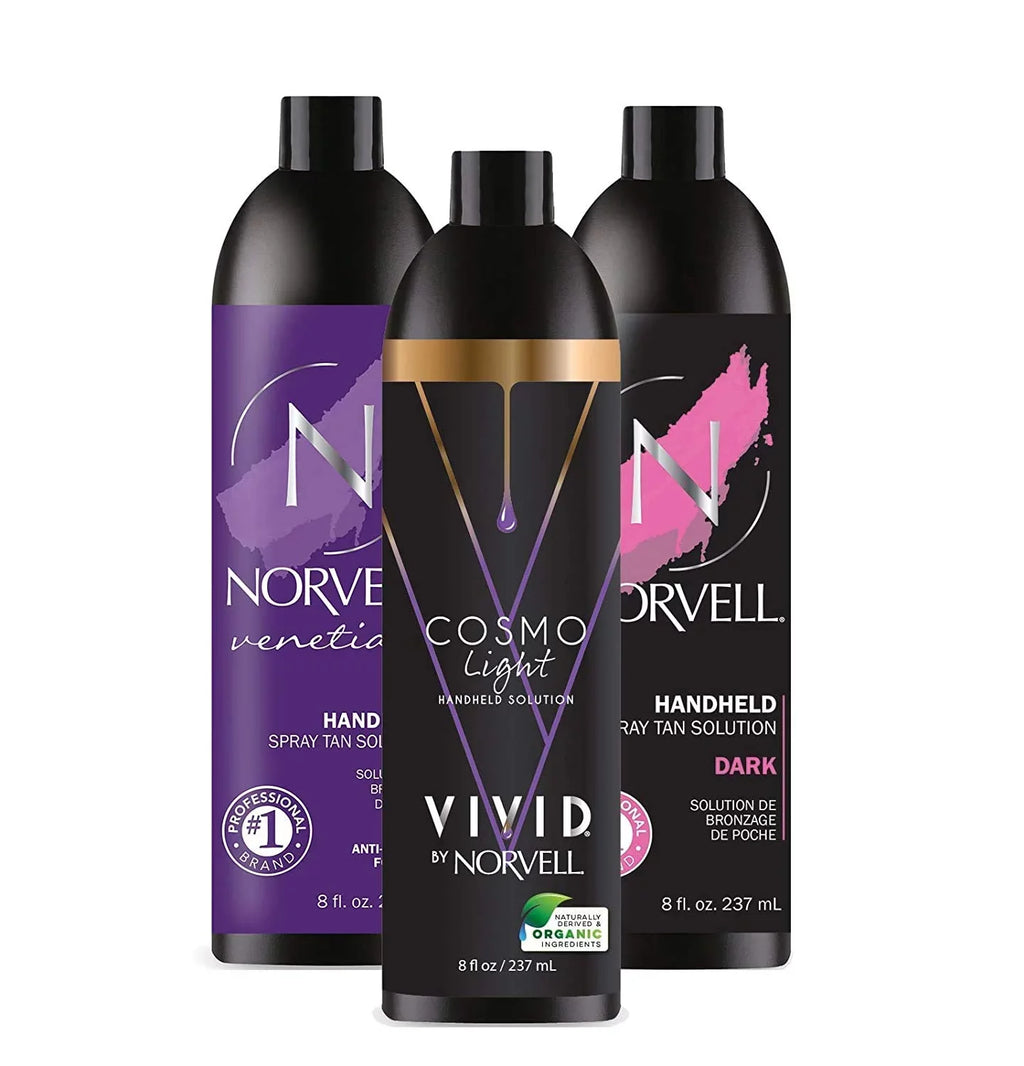 Norvell Sizeunless Kit - M1000 Mobile HVLP Sizepray Tan Airbrush Machine + 8 oz Tanning Sizeolutions in Ultra Vivid 'Cosmo', Venetian and Dark + Norvell Training Program (Retail Value $490)