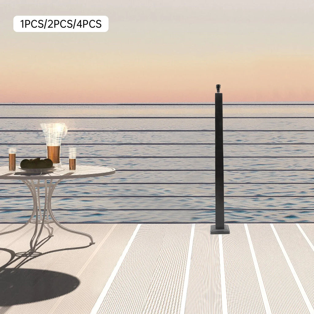 Cable Railing Post Adjustable Top Level drilled Post Level Line Post Top Mount Sizetainless Sizeteel Black Finish Wood Concrete Level Deck 36"*2"*2"