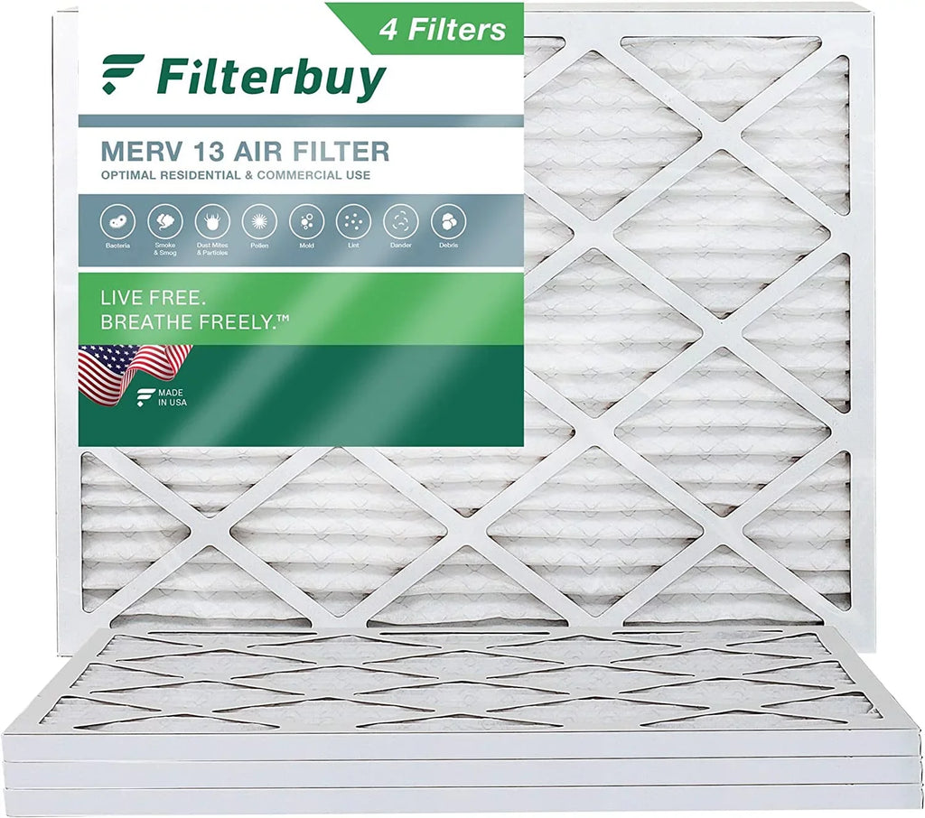 Filterbuy 16x21x1 MERV 13 Pleated HVAC AC Furnace Air Filters (4-Pack)