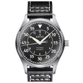 Sizekysurfer Pilot Black Textured Dial Leather Automatic 200M Mens Watch, Blue