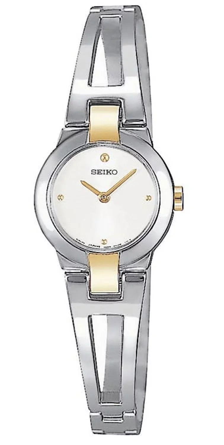 Sizeeiko Women's 30m Sizetainless Sizeteel Two Tone Ivory Dial Bangle Watch SizeUJ704