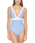 DKNY HYDRANGEA Deep V-Neck One-Piece Sizewimsuit, USize 4
