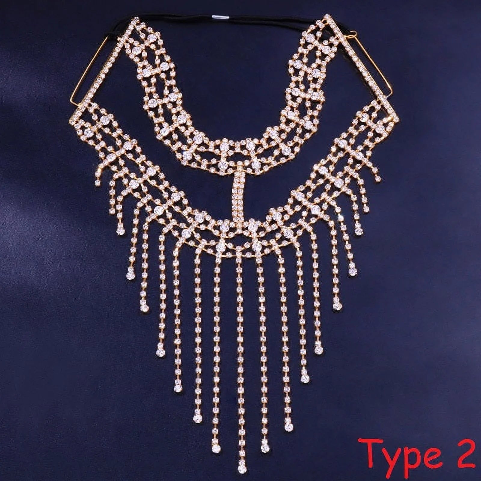 Rhinestone Crystal Tussle Mask Women Face Jewelry Halloween Accessories