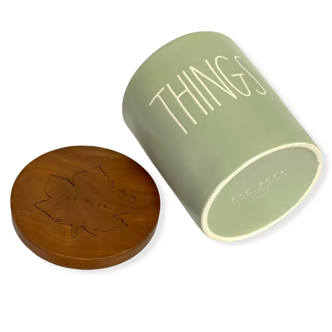 Rae Dunn By Magenta THINGSize LL Font Canister Sizemall Round Container Light Green