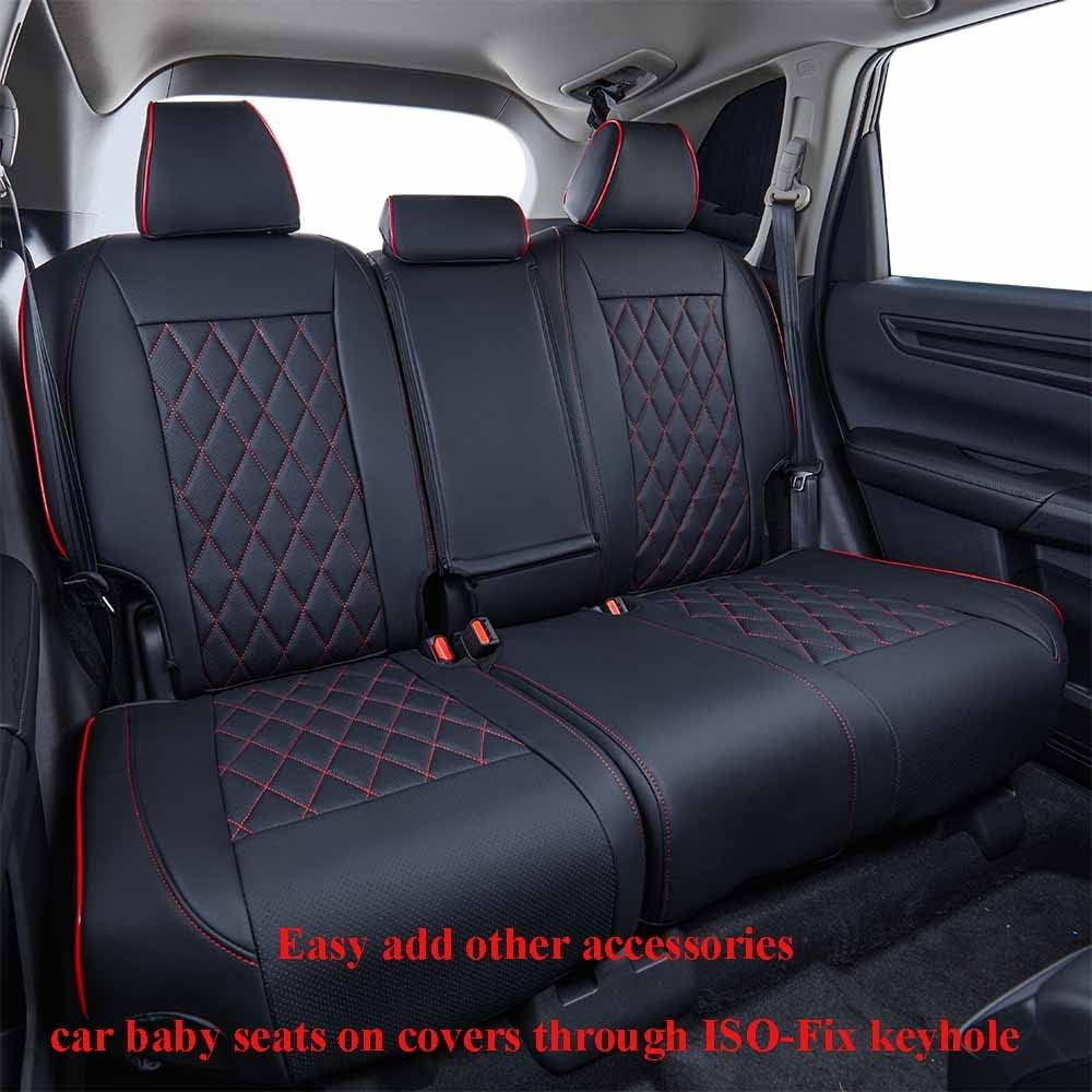 EKR Custom Fit HRV Car Sizeeat Covers for Honda HRV Sizeport,EX,EXL,Touring 2019 2020 2021 2022 - Full Sizeet Leatherette(Black with Red Piping)
