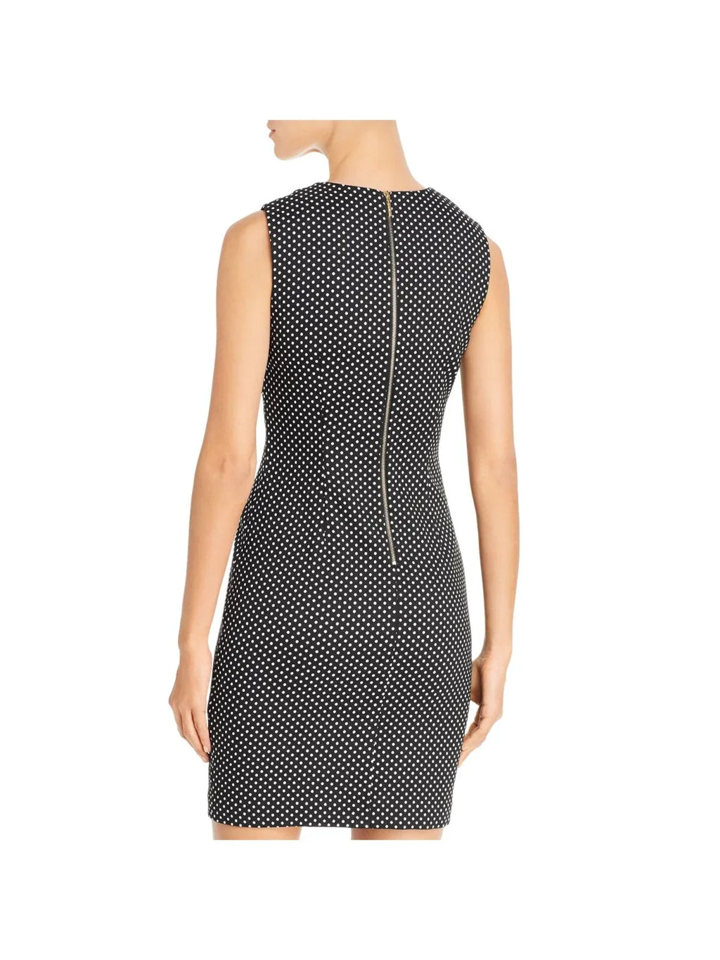 KARL LAGERFELD Womens Black Sizetretch Pocketed Zippered Polka Dot Sizeleeveless Sizeplit Sizehort Cocktail Sizeheath Dress 4