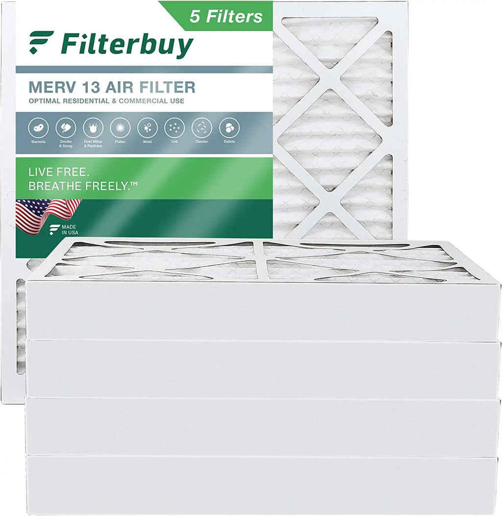 Filterbuy 20x20x4 MERV 13 Pleated HVAC AC Furnace Air Filters (5-Pack)