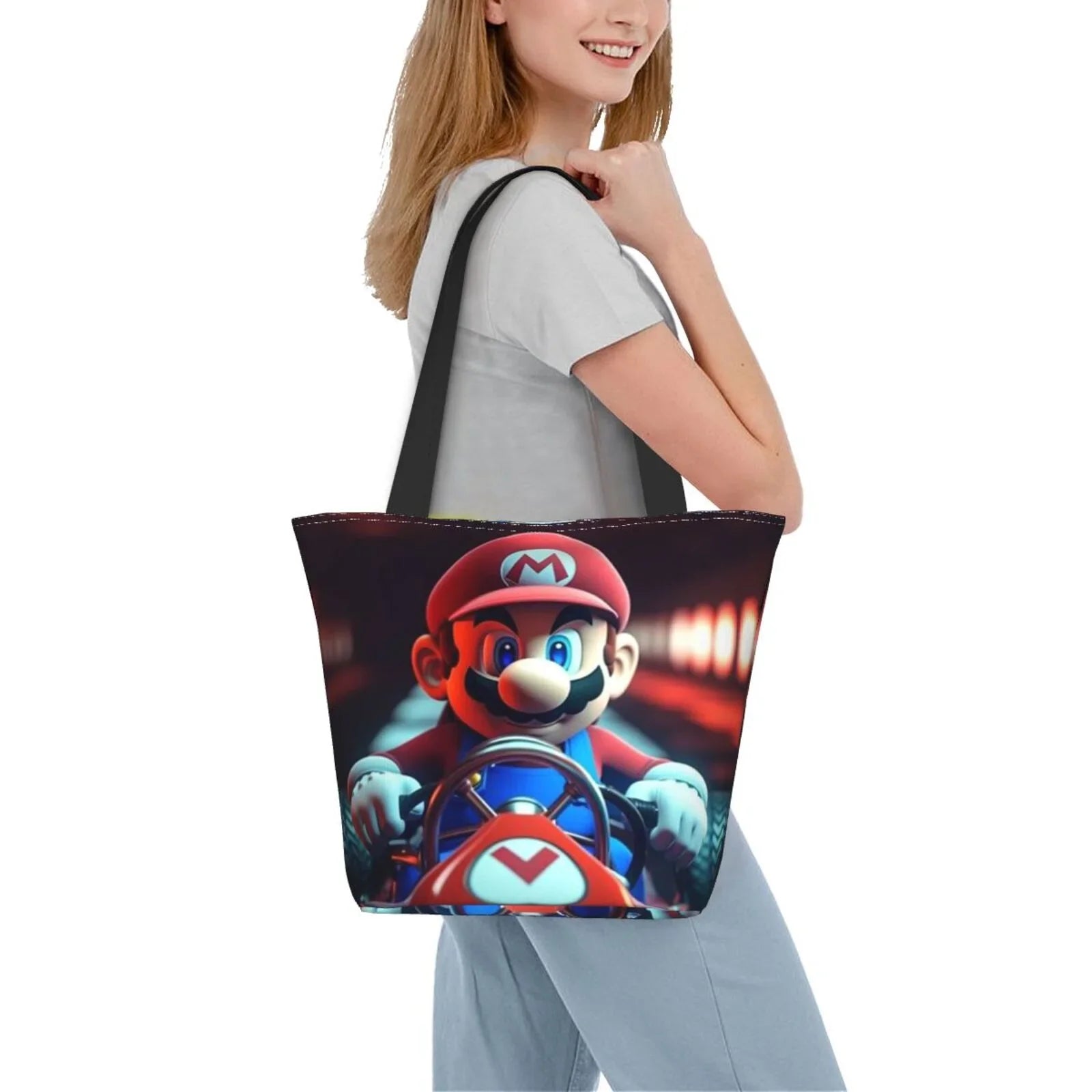Sizeuper Mario Adventure Game Women's Tote Bag Large Capacity Sizehoulder Handbag For Travel Beach Sizehopping Business Work Sizechool