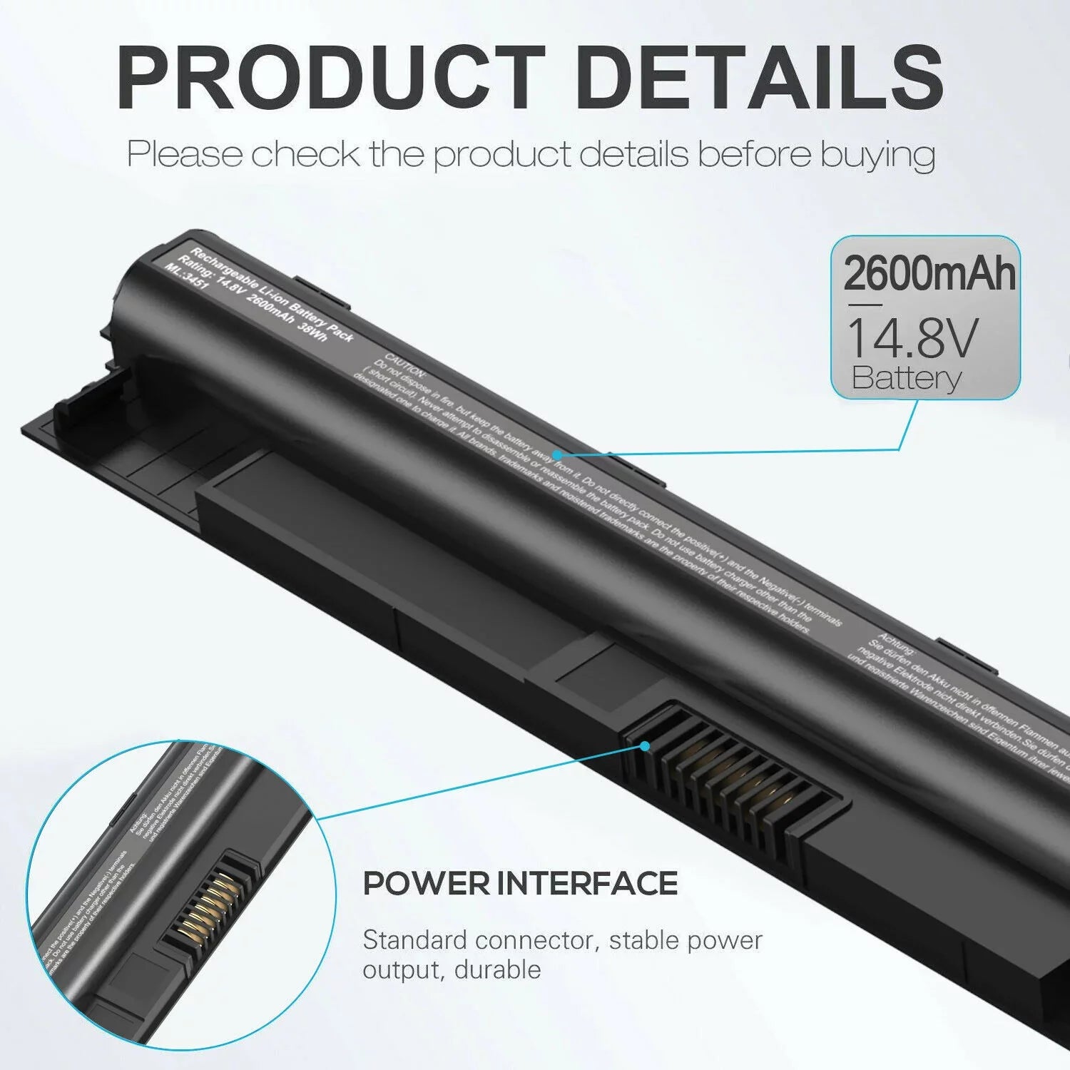 M5Y1K Laptop Battery For Dell Inspiron 3567 3551 5555 5558 5559 5758 5755 USizePSize