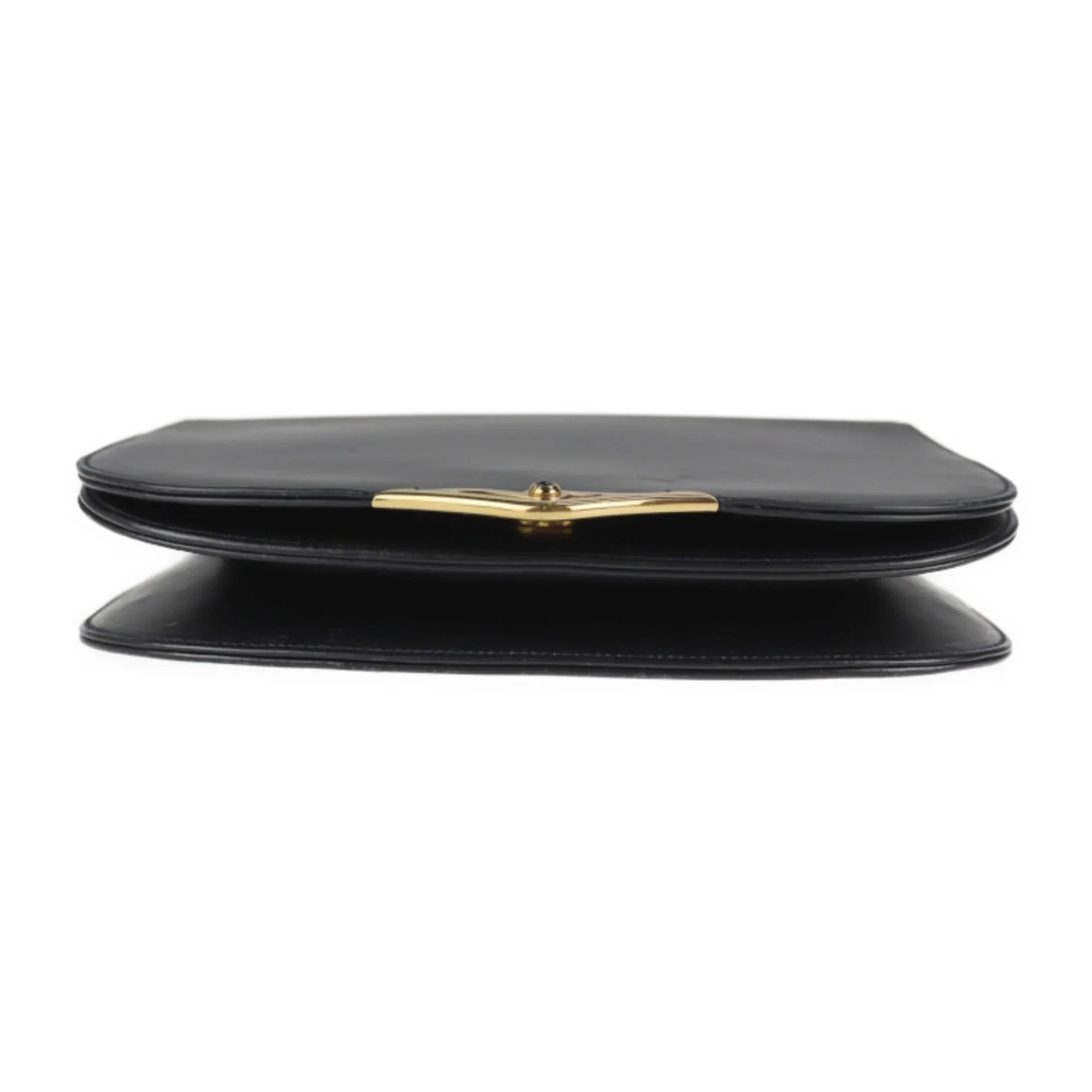 Pre-Owned CARTIER Cartier sapphire line shoulder bag calf leather dark navy 2WAY clutch (Good)