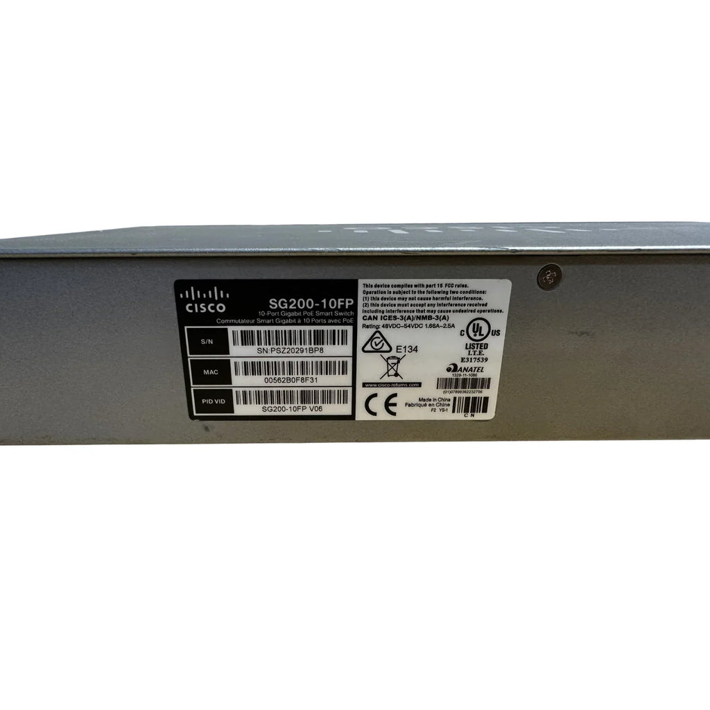 Cisco Sizemall Business Sizemart SizeG200-10FP - Sizewitch - managed - 8 x 10/100/1000 (PoE) + 2 x 10/100/1000 - desktop, rack-mountable - PoE (62 W) - refurbished