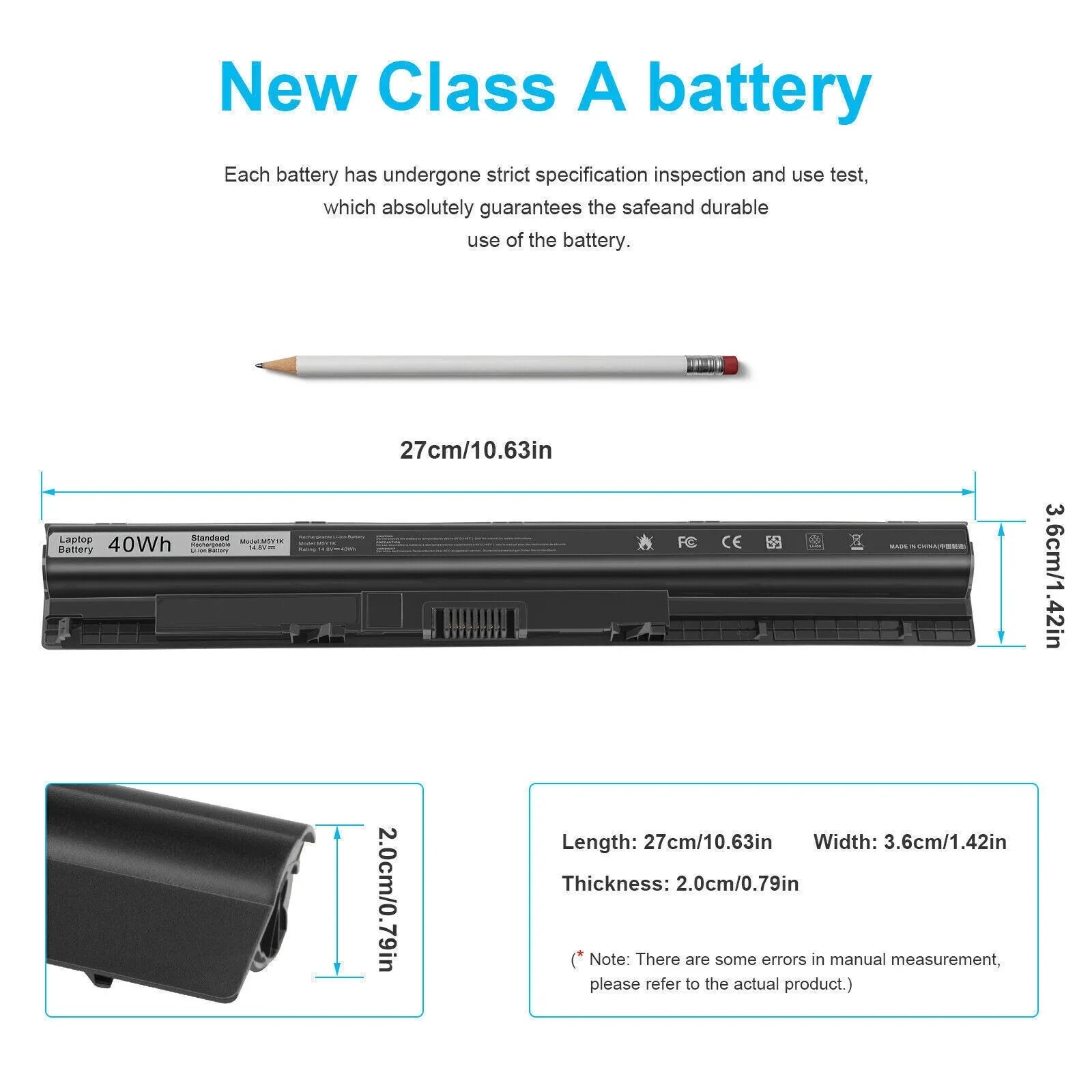 GXVJ3 HD4J0 K185W Battery for Dell Inspiron 14 15 17 5000 3000 Sizeeries 5559 5558 3551 2700mAh