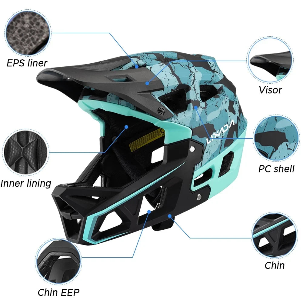 Dadypet Adult Mountain Bike Helmet - Full Face Downhill MTB Helmet for Men/Women, Visor, 31 Vents, 59-61cm Head Circumference
