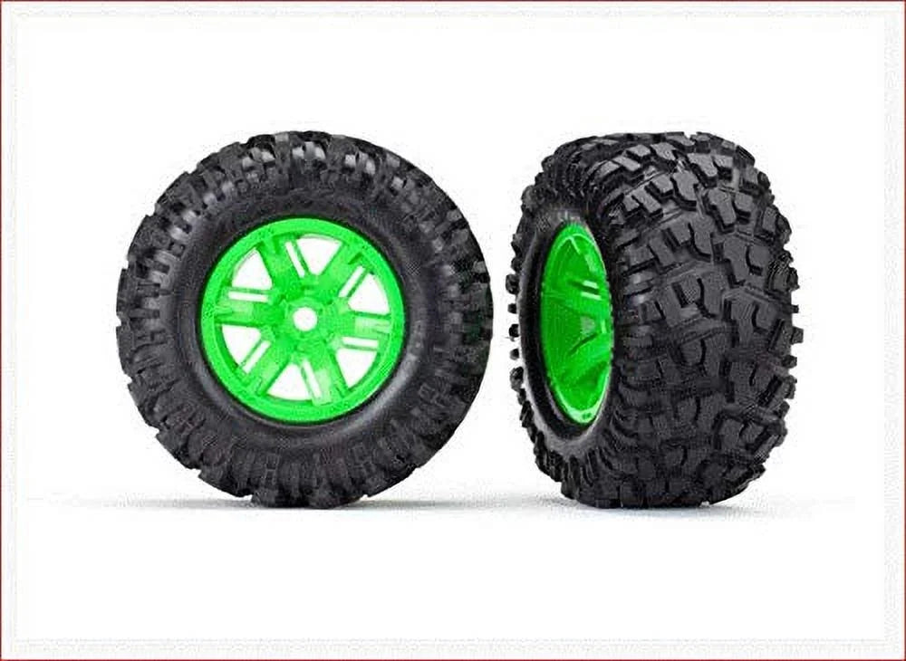 Traxxas Tra Tires & Wheels, Assembled, Glued (X-Maxx Green Wheels, Maxx At Tires, Pillow Inserts) 7772G