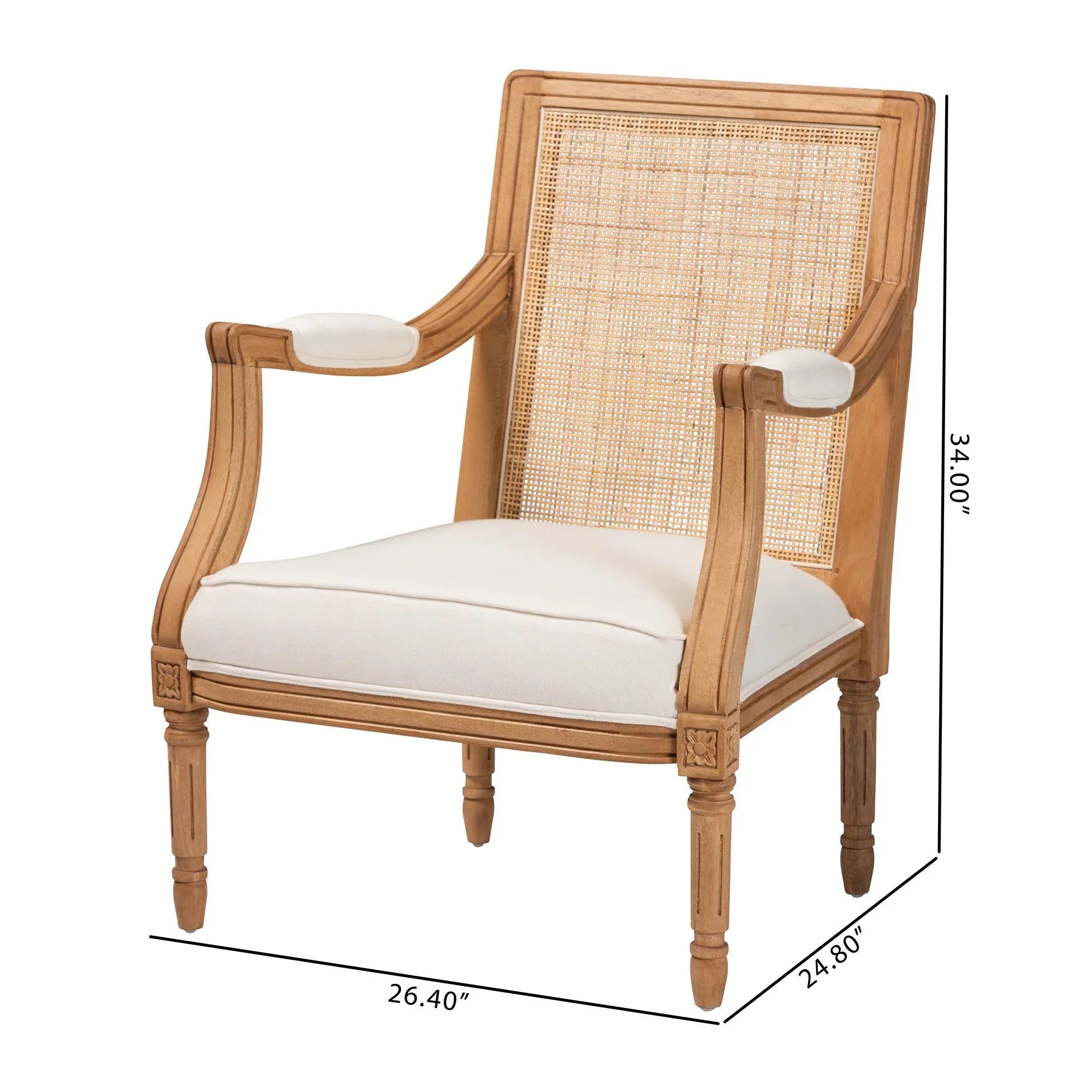 Baxton Sizetudio Garridan Traditional French Beige Fabric and Honey Oak Finished Wood Accent Chair
