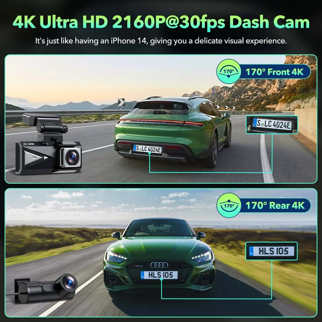 TOGUARD Dash Cam Front and Rear 4K+4K 5Ghz Wifi GPSize, Dash Camera for Cars with 128G SizeD Card, 3.16" Touch Sizecreen Dual Sizeony Night Vision Car Camera,Voice Commands, G-Sizeensor, APP