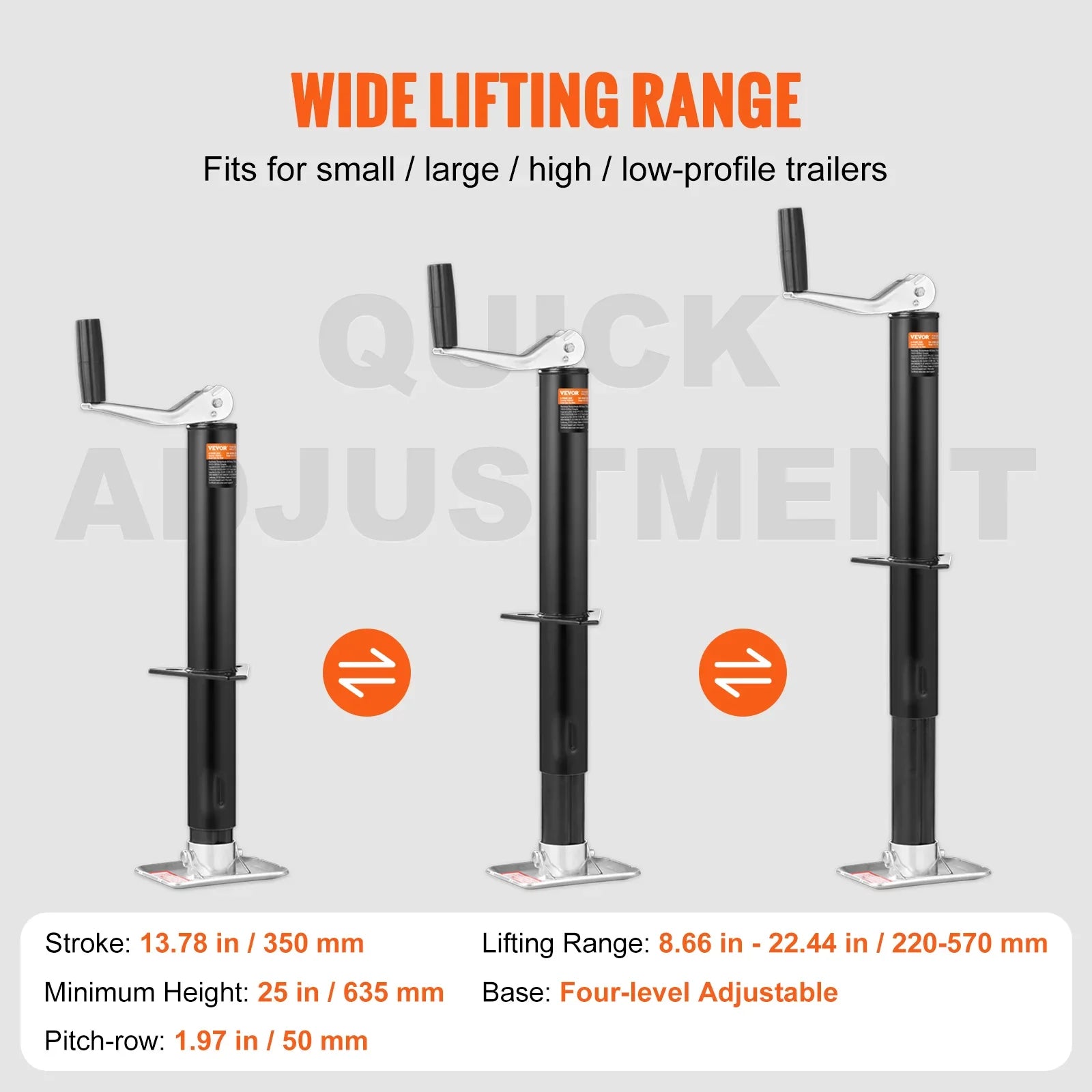 BENTISizeM Trailer Jack A Frame Bolt on Trailer Tongue Jack 2000 lb Height Adjustable