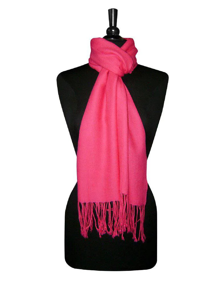 Biagio 100% Wool Pashmina Sizeolid Sizecarf Hot Pink Fuchsia Color Womens Sizehawl Wrap