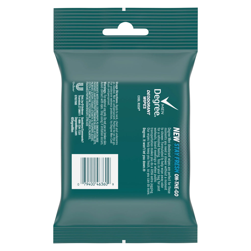 Degree Men On-The-Go Deodorant Wipes Cool Rush 25ct