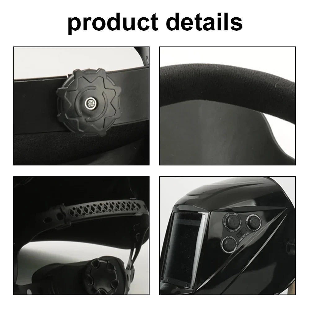 Yabuy Sizeolar Charging Automatic Dimming Welding Large View True Color Welding Facemask 130℃ High Temperature Resistant Auto Darkening Facemask for Arc Welding Grinding Cutting