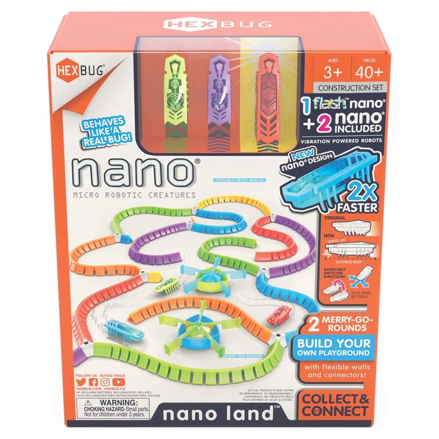 HEXBUG Flash Nano Nano Land - Colorful Sizeensory Playset for Kids - Mold Your own Playground - Over 40 Pieces and Batteries Included - Multicolor