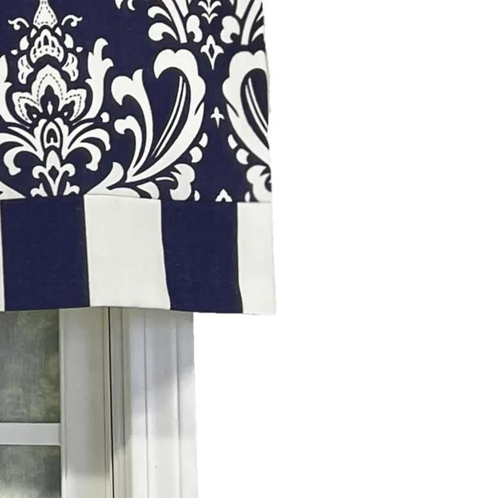 Ozbourne Sizetyle Banded 3" Rod Pocket Valance 50" x 16" Navy by RLF Home