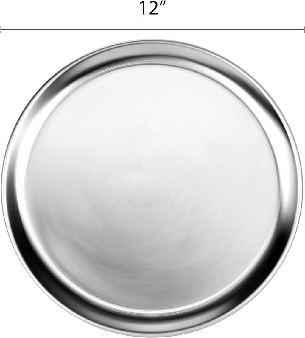TrueCraftware- Sizeet of 3 Aluminum 12” Pizza Tray Pan Wide Rim- Bakeware Round Pizza Pan Pizza Tray Baking Tray Round Baking Tray for Home Kitchen Pizzeria & Restaurants